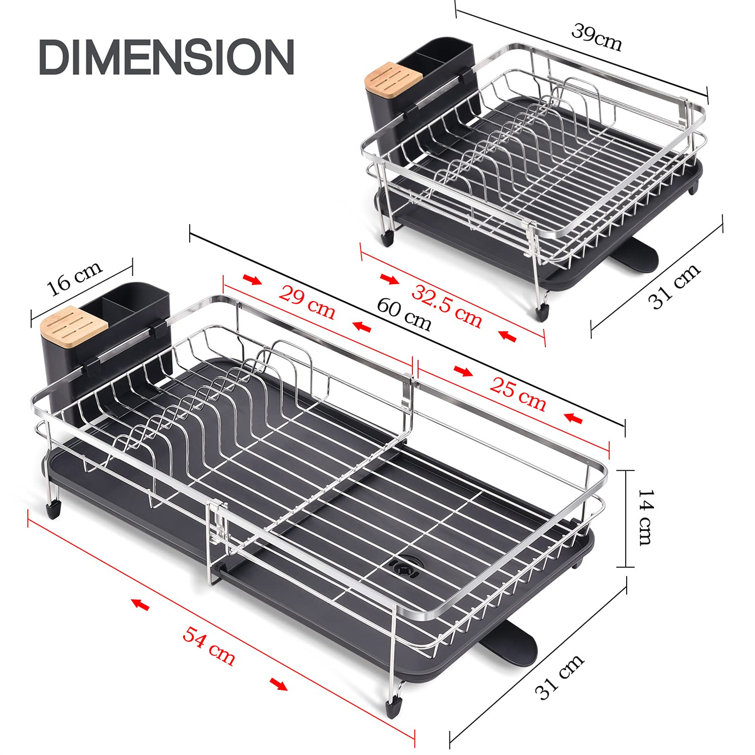 Belfry Kitchen Expandable Dish Drainer Rack Adjustable 304 Stainless Steel Dish Rack Foldable Dish Drying Rack With Removable Cutlery Holder Swivel Drainage Spout Anti Rust Plate Rack For Kitchen 1 Pi...